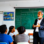 **

A professional Brazilian community leader, fully clothed in modest attire, giving a presentation about a local social project in a vibrant favela community center.  Include laptops, charts, and engaged audience members.  Safe for work, appropriate content, perfect anatomy, natural proportions, high quality, family-friendly.

**