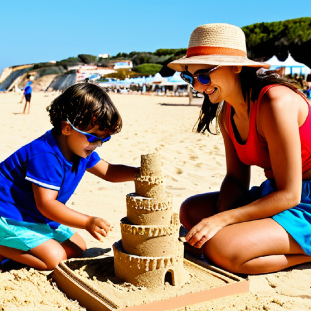 청소년지도사와 청소년 문제 해결 캠페인 사례 연구 - Family Beach Day**
"A cheerful Portuguese family (pai, mãe, filho, filha) building a sandcastle on ...