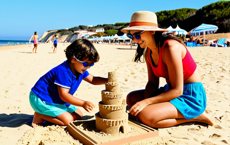 청소년지도사와 청소년 문제 해결 캠페인 사례 연구 - Family Beach Day**
"A cheerful Portuguese family (pai, mãe, filho, filha) building a sandcastle on ...