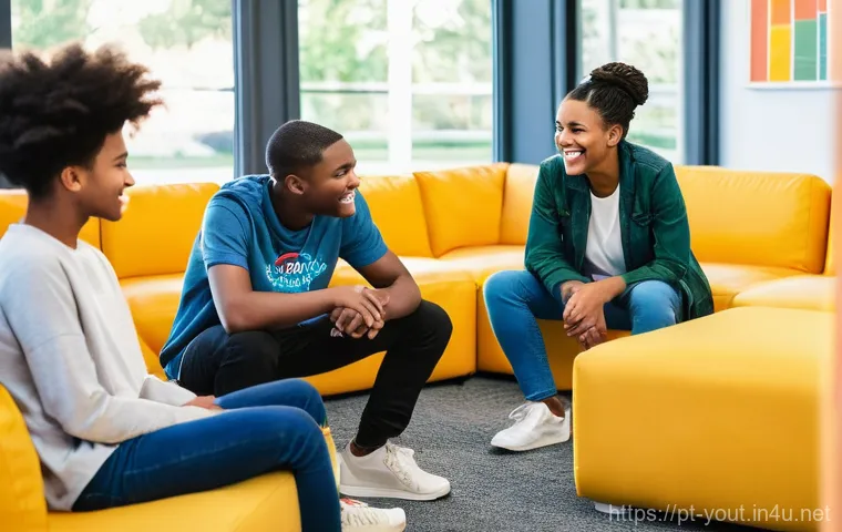 청소년지도사와 청소년 프로그램 개발 - **Theme: Personal Growth and Mentorship**
A diverse group of cheerful teenagers and young adults...