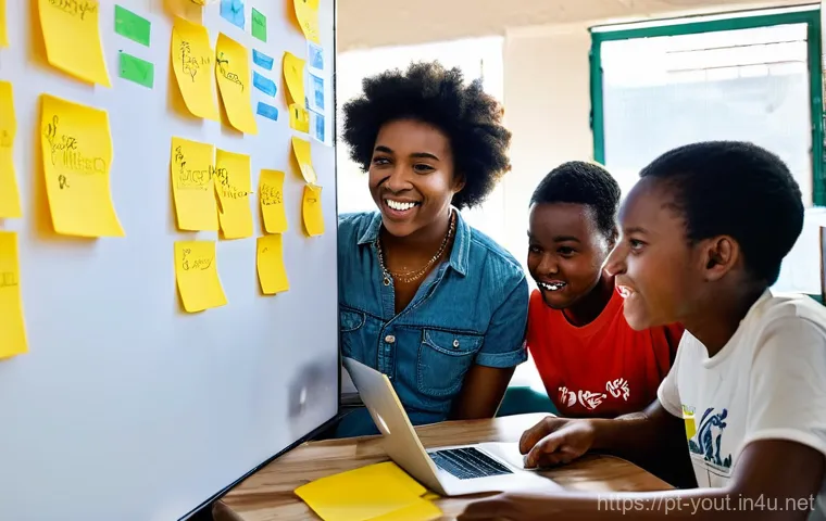 청소년지도사와 청소년 봉사 활동 설계 - **"A heartwarming interior scene at a community center in Rio de Janeiro, Brazil, where young volunt...