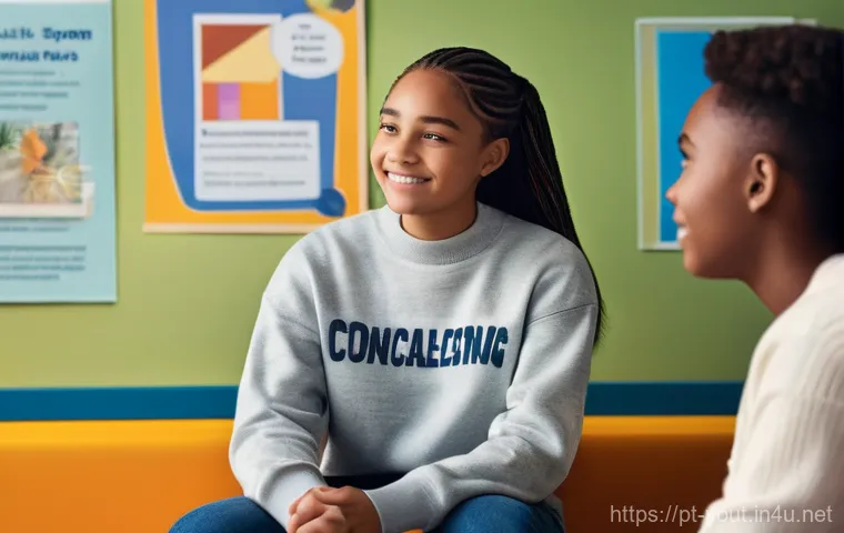 청소년지도사와 청소년 법률 상담 사례 - **Prompt 1: Empowering Dialogue with a Youth Counselor**
    "A diverse teenage girl, aged 15-17, wi...