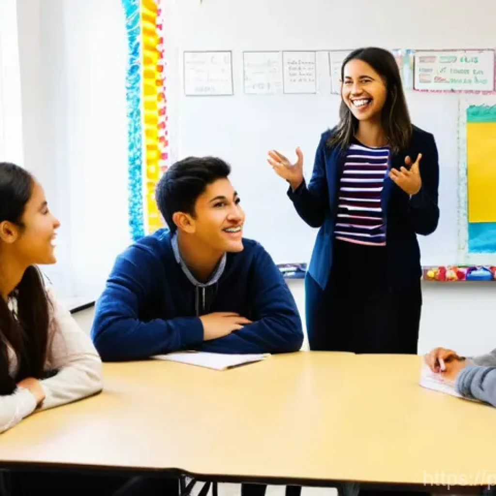 청소년지도사와 청소년 다문화 교육 사례 - **Prompt:** A vibrant, diverse classroom filled with enthusiastic teenagers from various cultural ba...