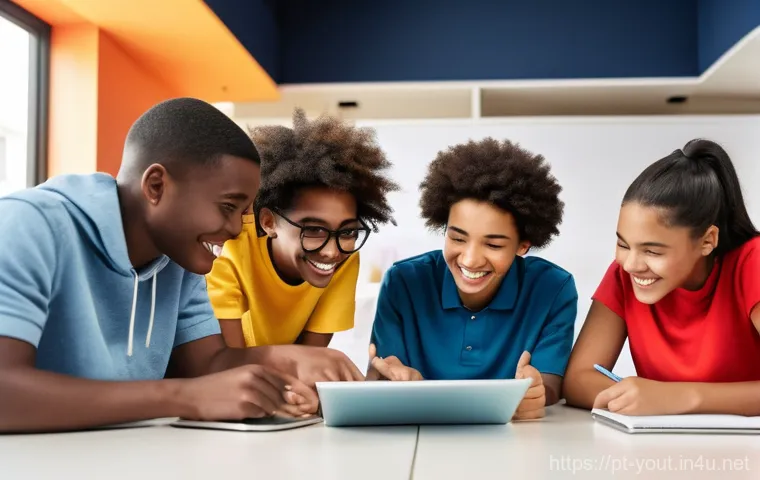 청소년지도사로서의 의사소통 능력 키우기 - **Prompt:** A warm and inviting scene depicting an adult leader attentively listening to a diverse t...