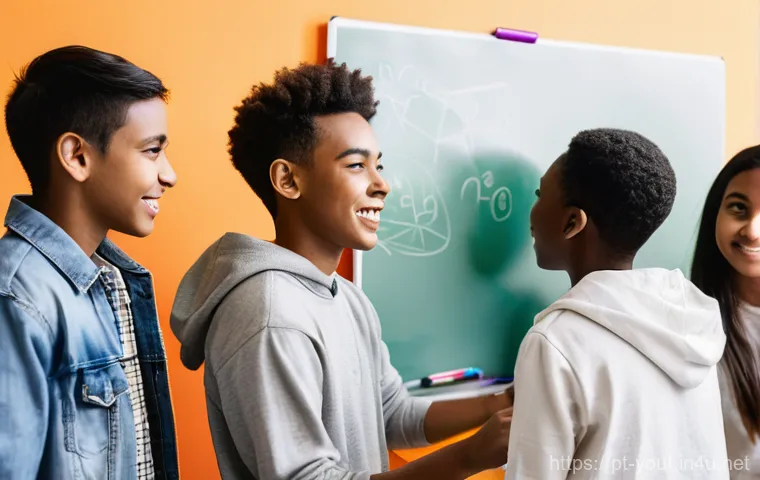 청소년지도사로서의 의사소통 능력 키우기 - **Prompt:** A dynamic and inclusive group of diverse teenagers, aged 15-17, along with an adult lead...