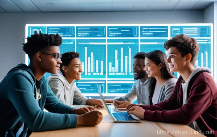 청소년지도사와 청소년 교육 콘텐츠 개발 - **Prompt 1: Bridging Generations in the Digital Age**
"A vibrant, diverse group of teenagers and...