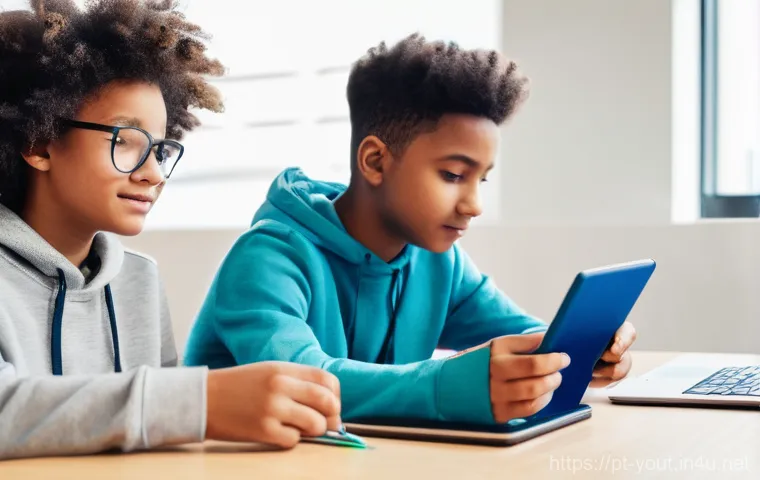 청소년지도사와 청소년 교육 콘텐츠 개발 - **Prompt 1: Bridging Generations in the Digital Age**
    "A vibrant, diverse group of teenagers and...