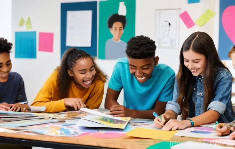 청소년지도사와 청소년 비전 워크샵 - **Guiding the Path of Discovery:**
A vibrant, sunlit scene featuring a diverse group of four tee... 청소년지도사와 청소년 비전 워크샵 - **Guiding the Path of Discovery:**
A vibrant, sunlit scene featuring a diverse group of four tee...