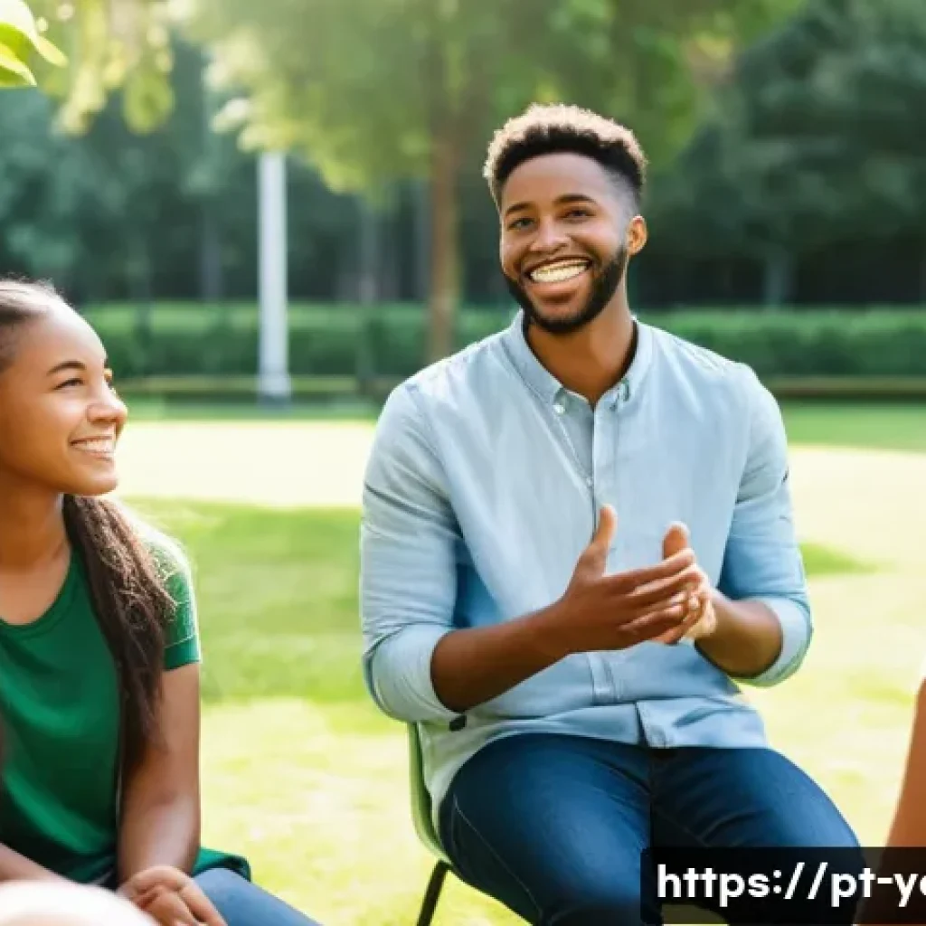 청소년지도사로서의 팀워크 향상법 - **Prompt:** A diverse group of young adults, aged 16-22, engaged in an inspiring discussion with an ...