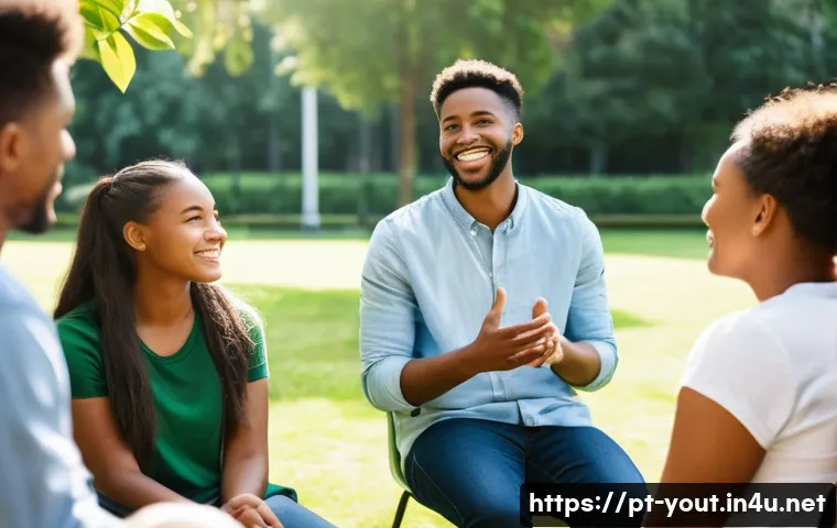 청소년지도사로서의 팀워크 향상법 - **Prompt:** A diverse group of young adults, aged 16-22, engaged in an inspiring discussion with an ...