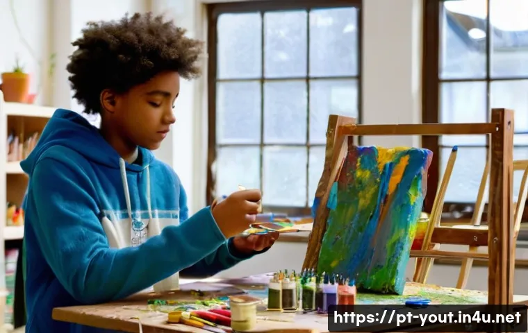 청소년지도사와 청소년 동기 부여 사례 - **Prompt: A Creative Discovery in a Bright Studio**
Imagine a vibrant, well-lit art studio, fill...