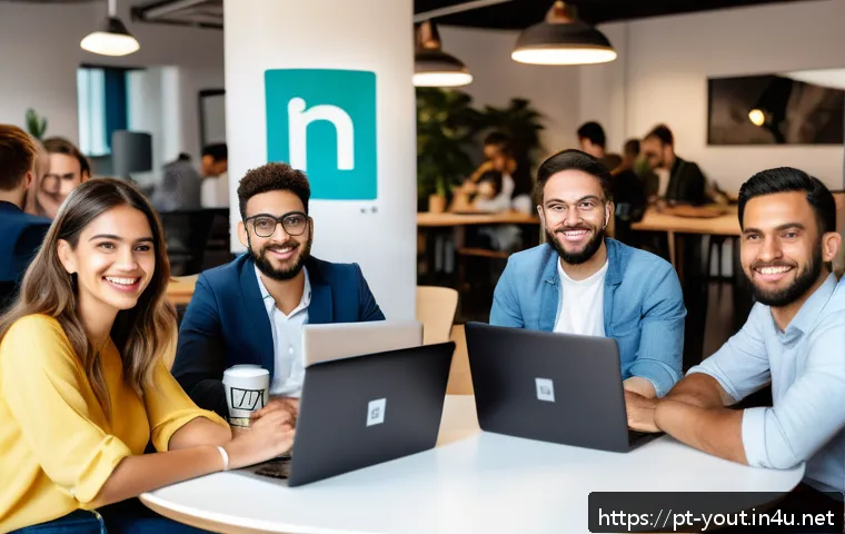청소년지도사 커뮤니티 추천 - A diverse group of young Brazilian professionals in a modern coworking space, actively engaged in a ...