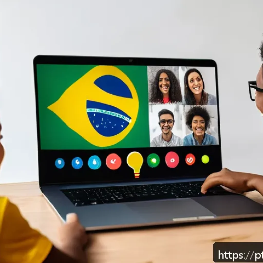 청소년지도사와 비대면 청소년 상담 사례 - A diverse group of young people from Brazil engaging in an online mentorship session via a modern vi...