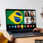 청소년지도사와 비대면 청소년 상담 사례 - A diverse group of young people from Brazil engaging in an online mentorship session via a modern vi...